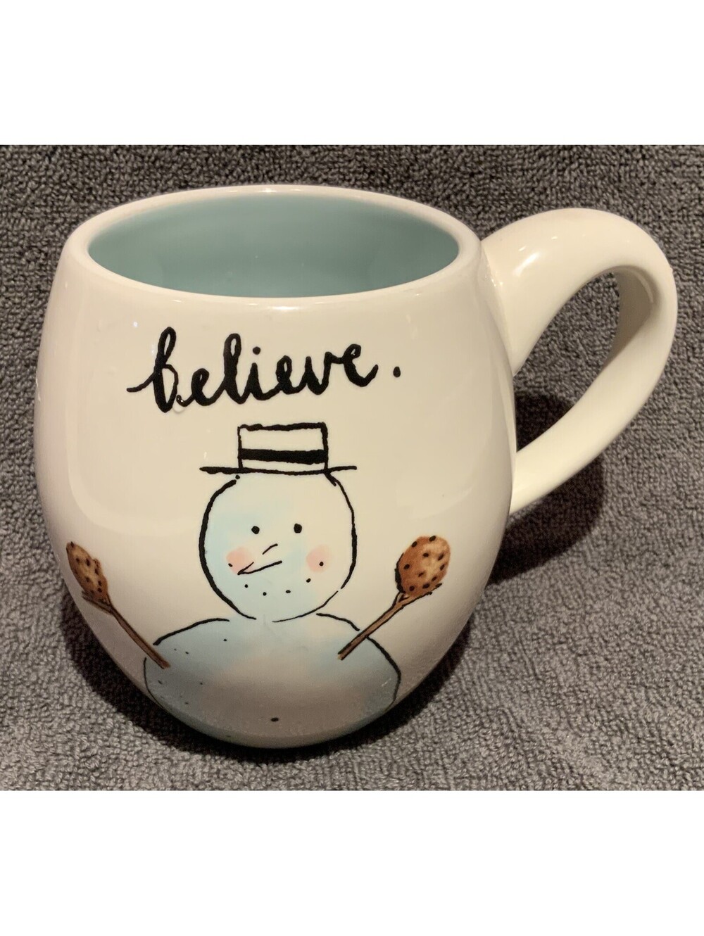 Rae Dunn by Magentia Exclusive 4.5”H ‘Believe’ ‘Let it Snow’ Snowman 18 oz. Mug